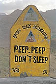 Ladakh - warning signs on the mountain roads